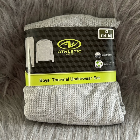Athletic Works Other - Athletic Works Thermal Underwear Set Boys Size XL (14-16) Grey Waffle Pajama Set